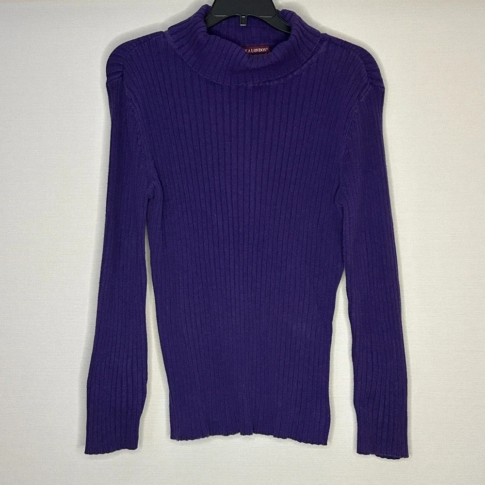 Jessica London Ribbed Turtleneck Sweaters Lot 2 Purple Orange Cotton 18/20 Fall